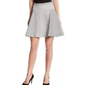 Yona Baraschi Women's Skirt 4 Small Black and White Dots Hidden Zipper Skater